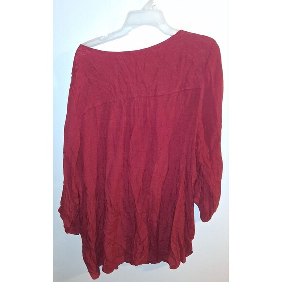 CJ Banks Burgundy 3/4 Sleeve Blouse Sz 2X - Picture 2 of 2